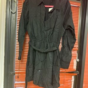 Zara women’s s Black Button-Up shirt Dress with Belt lyocell